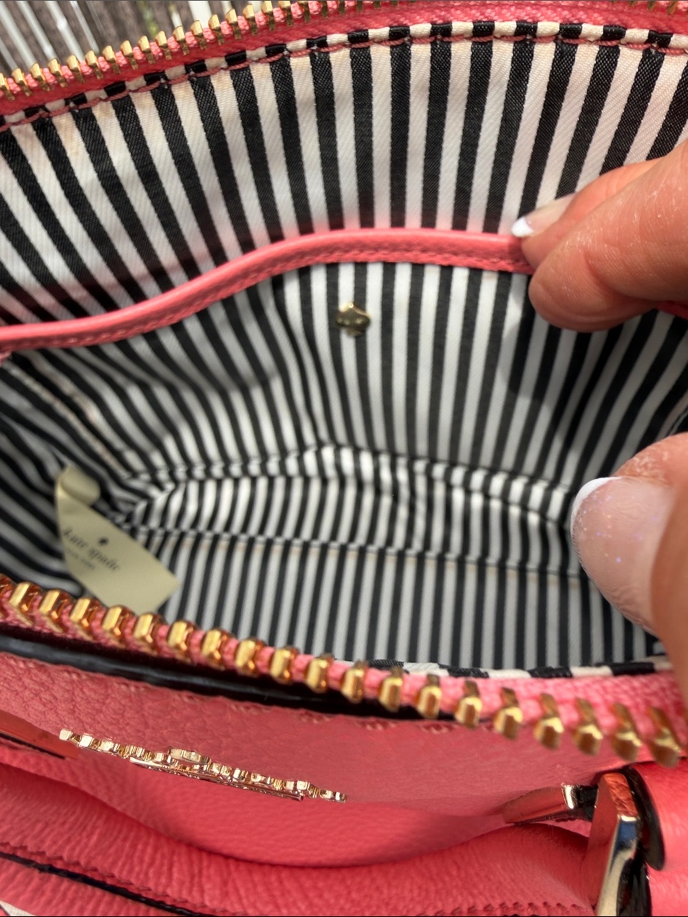 kate spade Coral Pink Pebbled Leather Mini Crossbody Bag NWOT - Picture 7 of 8